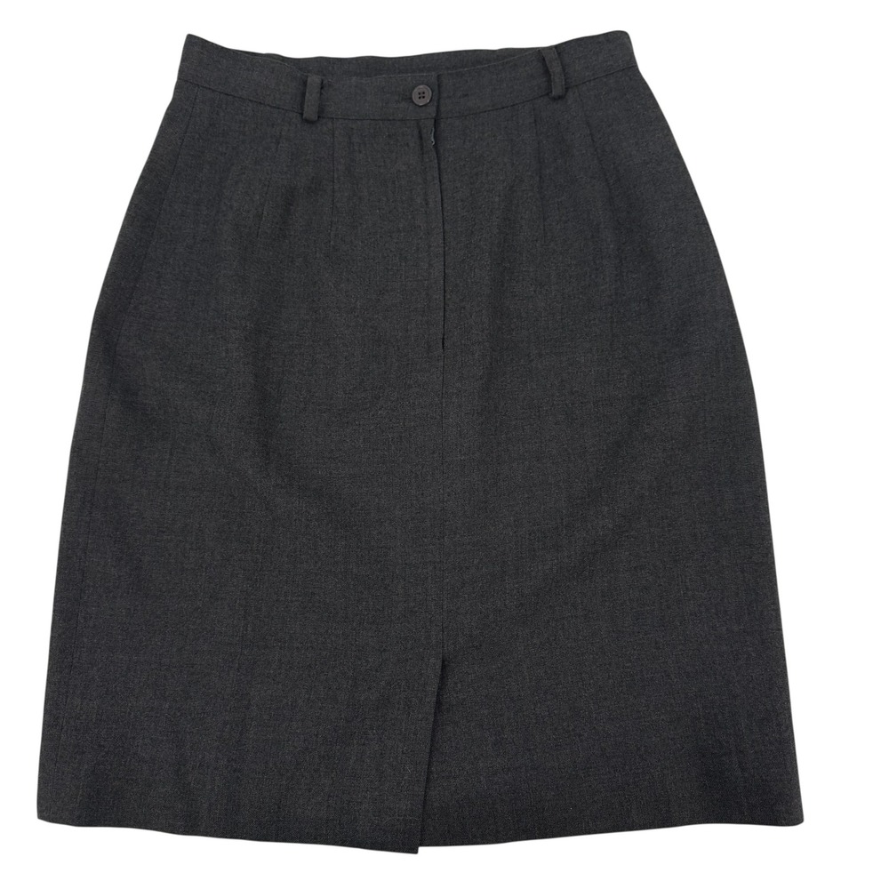 Vintage Gantos Pure Wool Black Midi Skirt 90s Quiet Luxury Professional Sz 6
